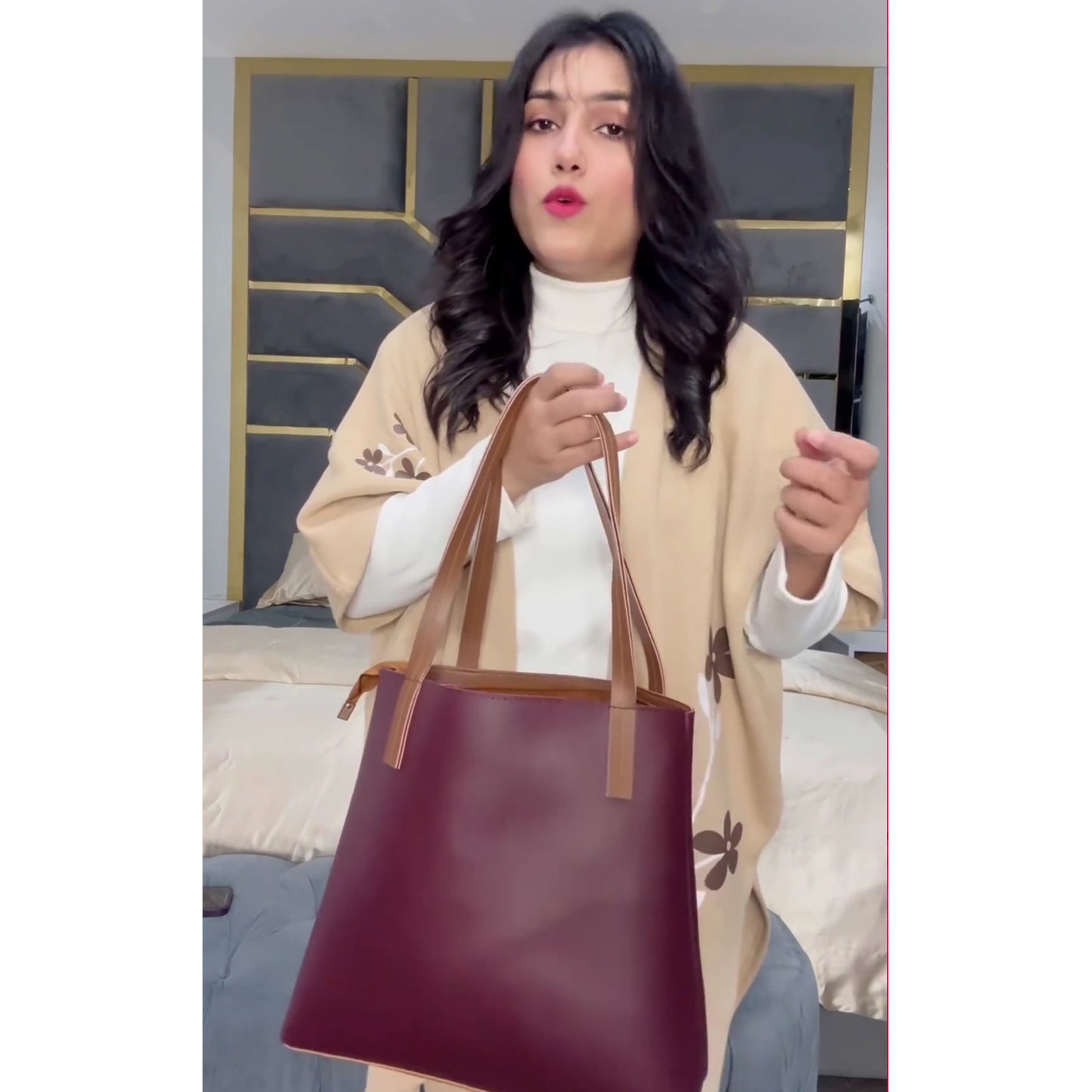 Suave Tote Bag set of 3 Peach