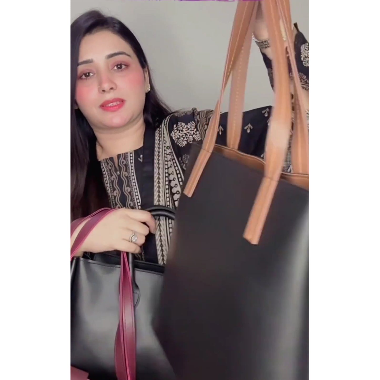 Suave Tote Bag set of 3 Brown