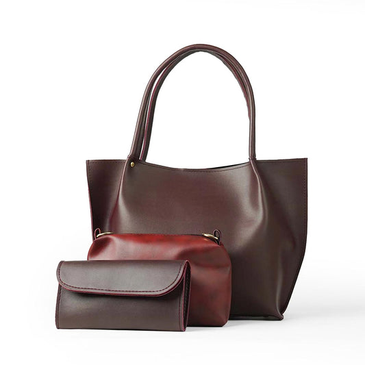 Plain Tote Set of 3 Bag Maroon