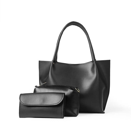 Plain Tote Set of 3 Bag Black